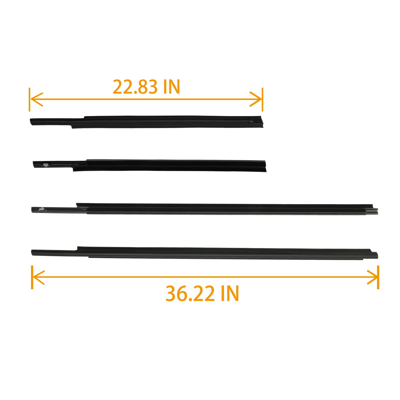 Window Trim Seal, Compatible with 1996-2002 Toyota 4Runner 4-Door, Window Molding Weather Stripping Belt Set, 68161-35010, 68162-35010, 68163-35010, 68164-35010, Door Weatherstrip Rubber Moulding 4PCS