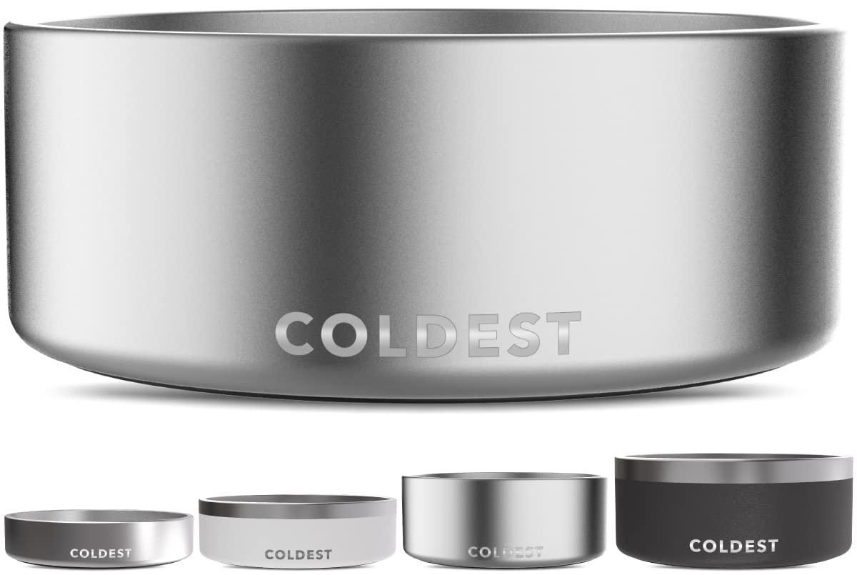 Coldest Dog Bowl - Anti Rust Metal, Non Slip, 3 Layers Insulated Stainless Steel Dog Bowls - Spill Proof & Heavy Duty - Water Bowl for Dogs, Cats & Pets, Dish Washer Safe (21 oz, Mars Red Glitter)