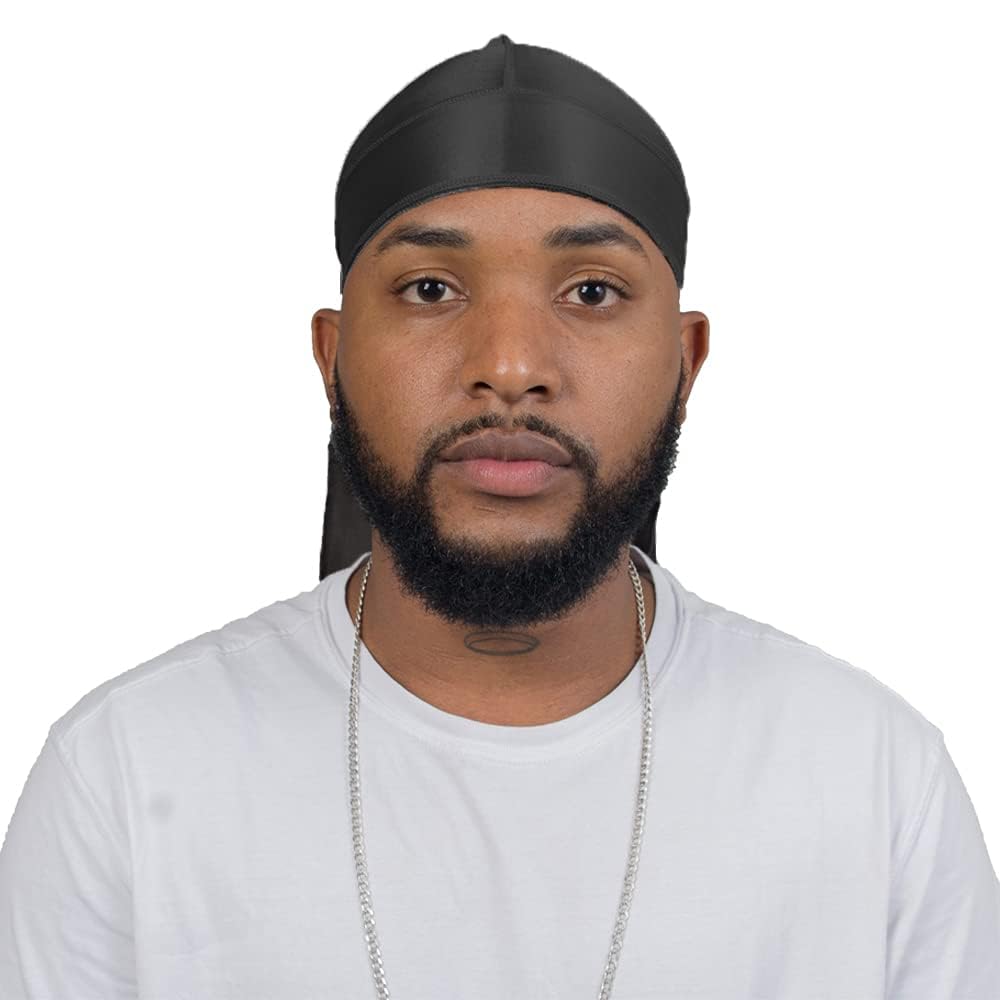 4PCS Silky Durags for Men Women 360 Waves with 1 Wave Cap, Silky Satin Durag Extra Long Tails