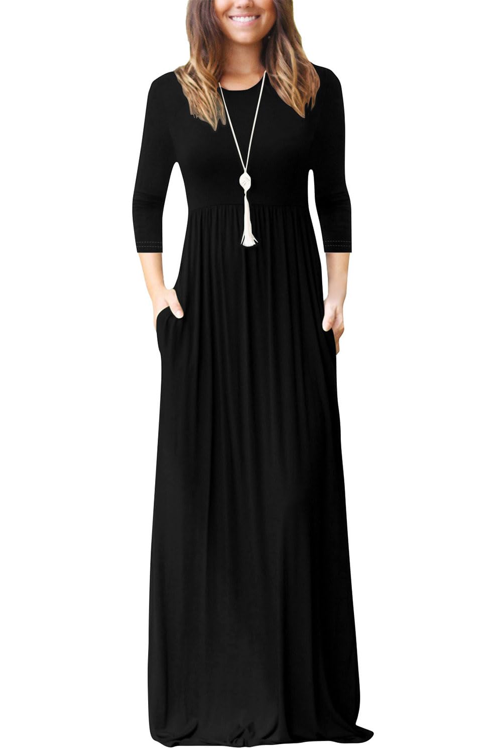 EUOVMY Women's Long Sleeve Loose Maxi Dresses Casual Long Dresses with Pockets