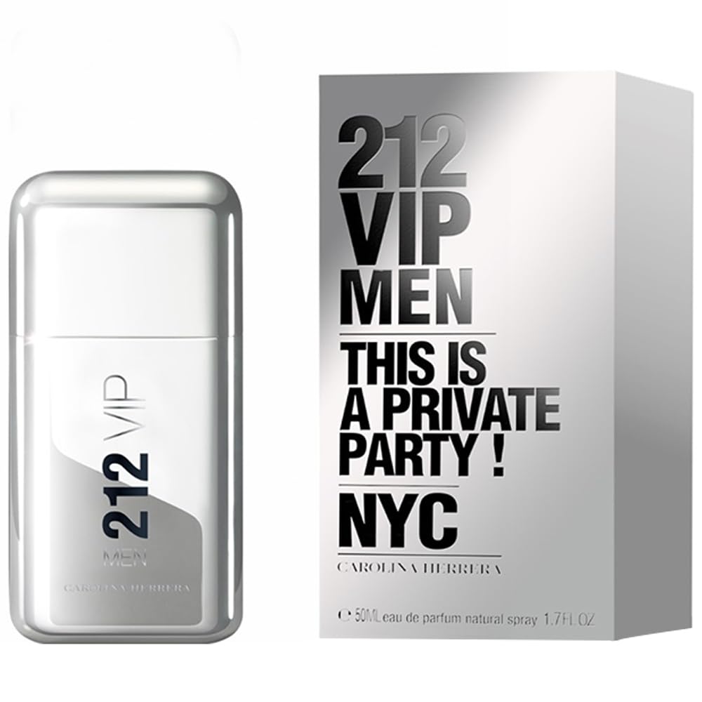 Carolina Herrera 212 Vip Men Fragrance For Men - Notes Of Caviar Lime, Ginger And Tonka Bean - Intimate And Magnetic Scent - Blend Of Fresh And Woody - Perfect For Night Use - Edt Spray - 1.7 Oz