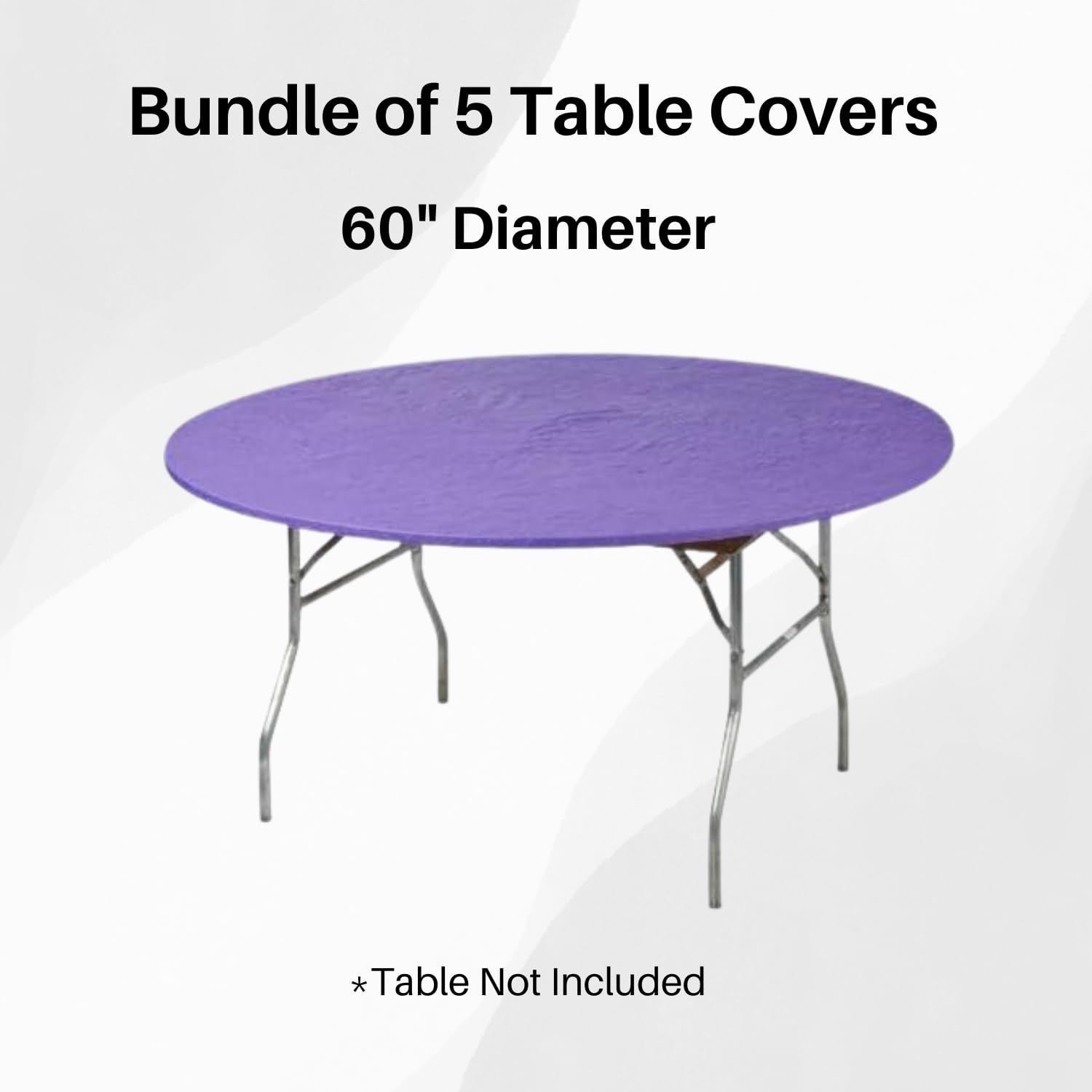 Kwik-Covers 60" Round Fitted Plastic Table Covers, 5 Pack (Black)