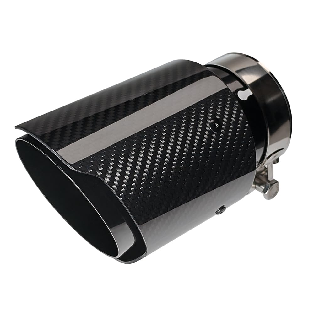 2"Inlet 3"Outlet Car Exhaust Tips Carbon Fiber Tailpipe Exhaust Pipe Tail Throat Tail Pipe Burnt Need Height>3.5 Inch Widht>3.5 Inch