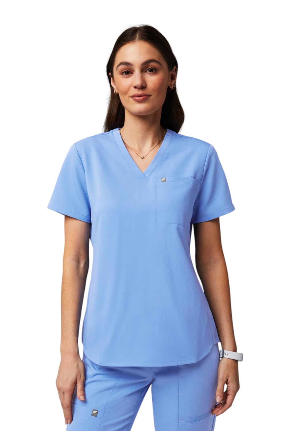 Fabletics Women's Vital 1-Pocket Scrub Top - MotionTech, Wrinkle-Resist, Chest Pocket, Anti-Shrink, Semi-Slim Fit