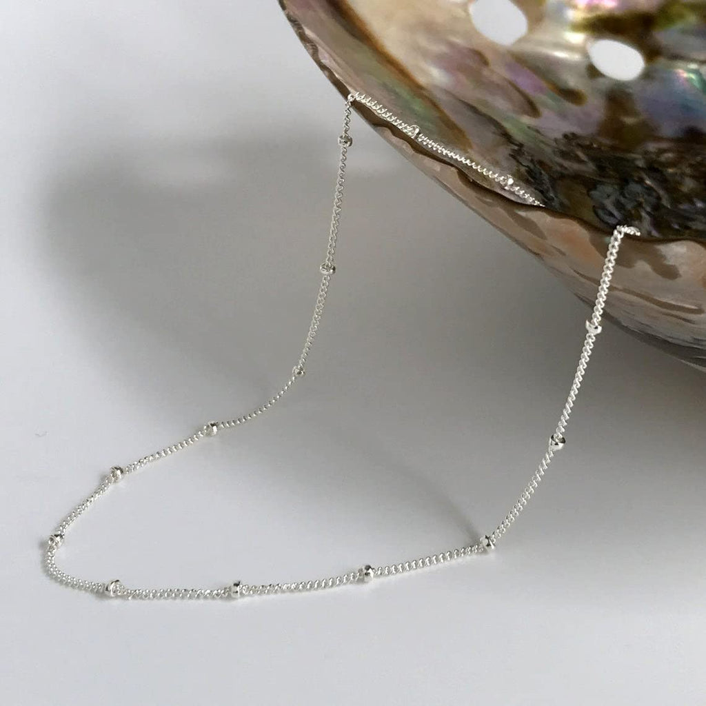 BERISO 14K Gold/Silver Plated Choker Necklace for Women Shining Dots Station Gold Chain Necklace Beads Sparkle Chain Necklace Link Chain Exquisite Jewelry for women