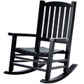 Hupmad Wooden Rocking Chair Outdoor Oversized Porch Rocker Chair,Patio Wooden Rocker with High Back and Armrest,All Weather Rocker Slatted for Backyard,Garden,400 lbs Support,Black