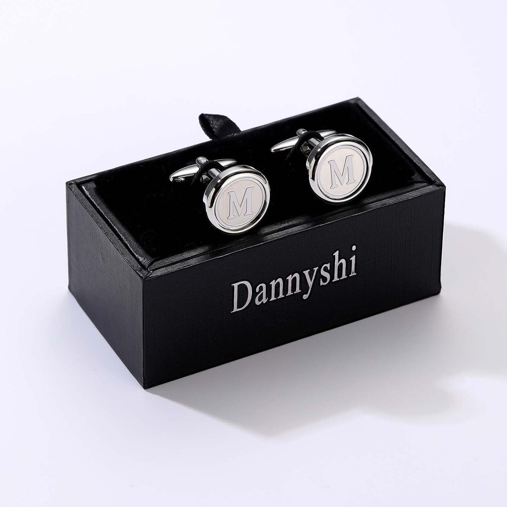 Mens Classic Stainless Steel Initial Cufflinks 26 Alphabet Initial Letter Cufflinks Business Wedding Shirts A-Z