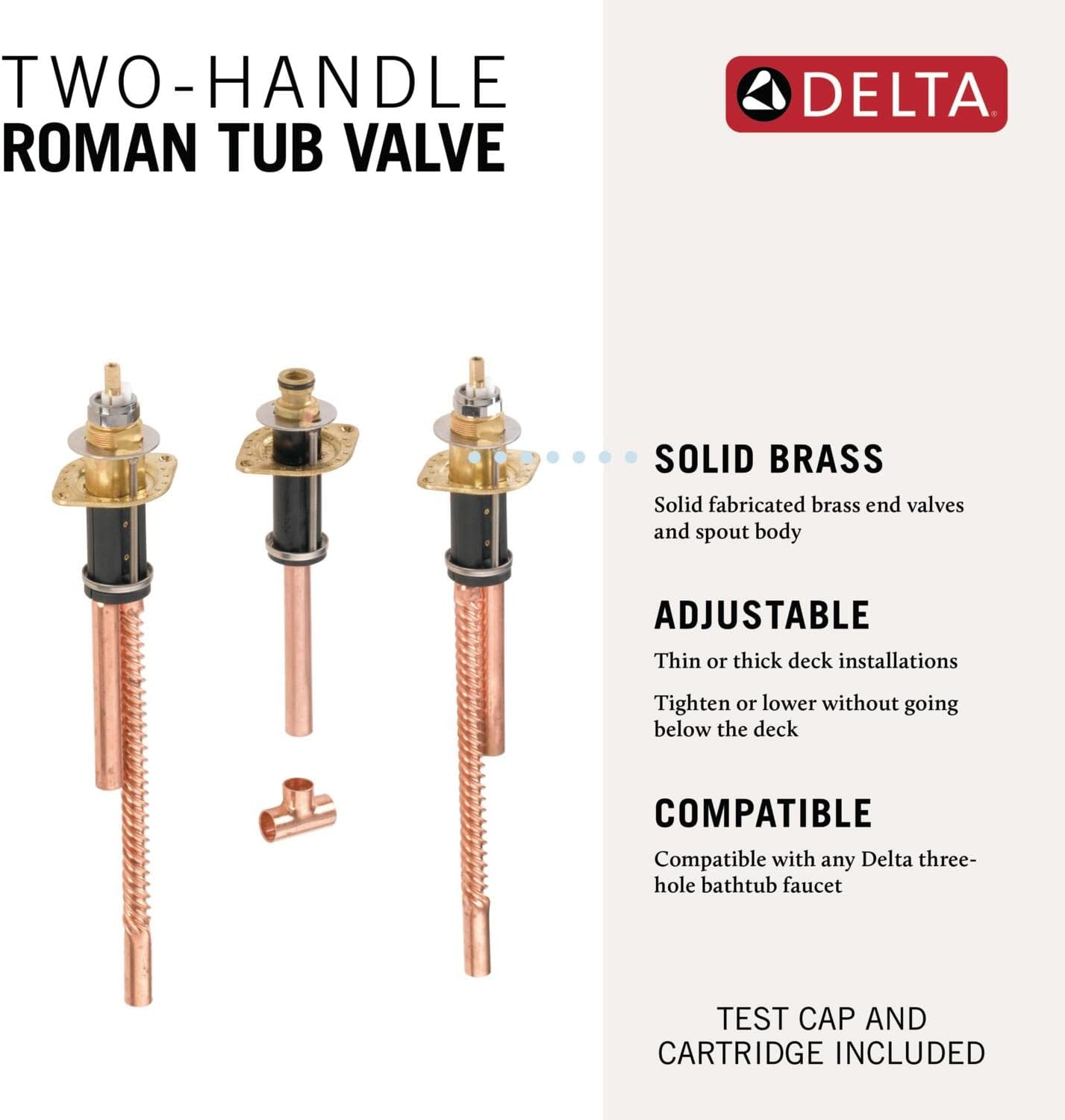 Delta Faucet Roman Tub Rough-In Valve for Delta 2-Handle Roman Tub Bath Faucets R2707 (Pack of 3)