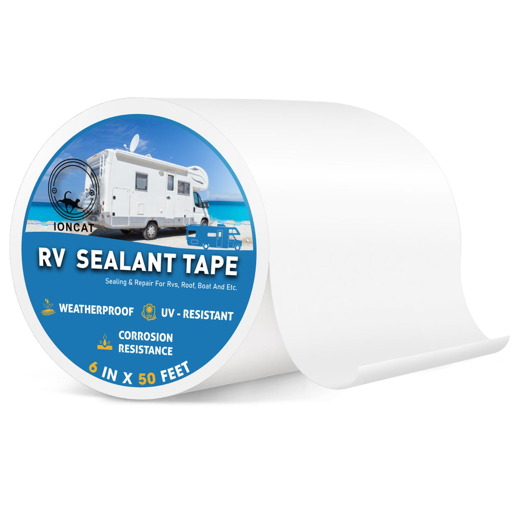 RV Roof Sealant Tape, 2 Inch X 50 Feet RV Repair Seal Tape for Camper Trailer Boat Seam Leaks Roofing, UV Resistant & Weatherproof, White