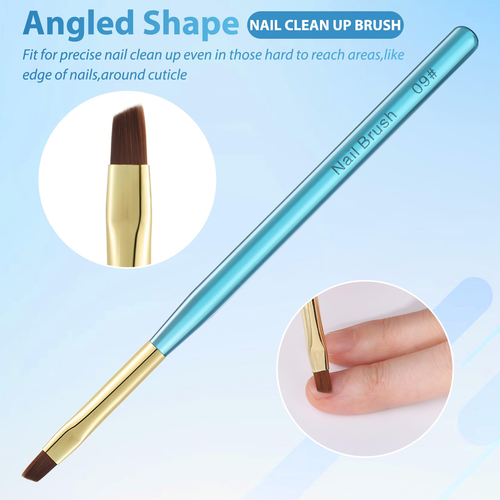 Nail Art Clean Up Brushes,Nail Brushes for Cleaning Polish Mistakes on the Cuticles, Acetone Resistant Nail Brush, Fingernail Cleaning Brushes for Nail Art and Designs (2 Pcs Round&Angled)