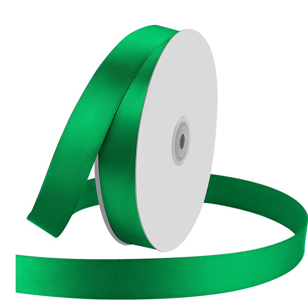 1" Wide x 100 Yards Single Face Polyester Satin Ribbon, Satin Ribbon for Crafts, Gift, Hair Bows, Wedding Party Decoration, Bow Making & Other Projects (Apple Green)