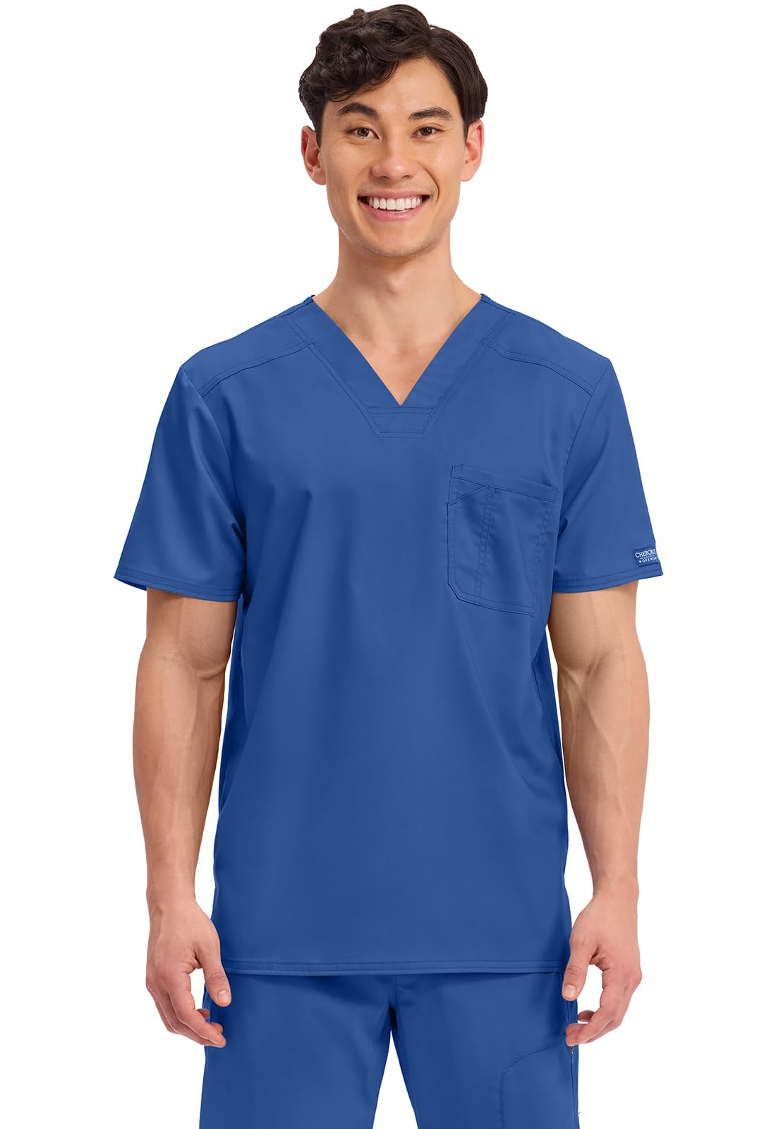 Cherokee Scrub for Men's Tuckable V-Neck Top with 1 Chest Pocket, Pen Slot, Ultra Soft, Durable, 2-Way Stretch Fabric- WW690