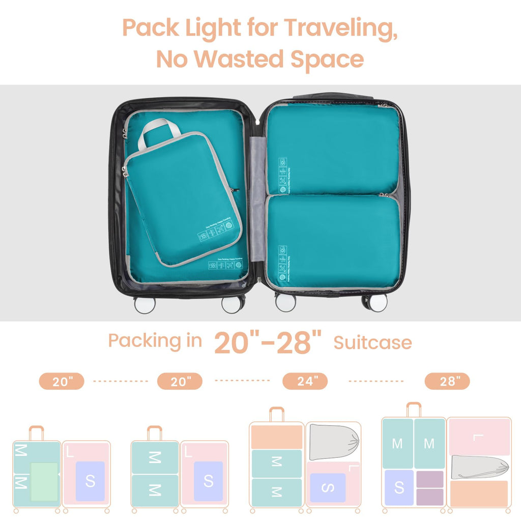 Cambond Compression Packing Cubes for Travel - Lightweight Expandable Travel Bags Luggage Organizers Travel Essentials Compression Cubes for Travel Space Saver for Carry on Suitcases Organizer