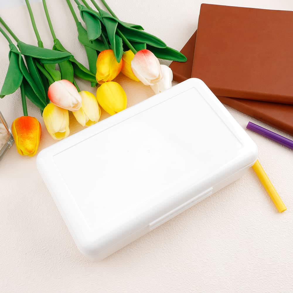 Pencil Case, Pencil Box, Clear Pencil Case, 3 Pack Plastic Pencil Case, Large Capacity Pencil Case, Crayon Box with Snap-tight Lid Stackable Design, Plastic Storage Box for School Office Supplies