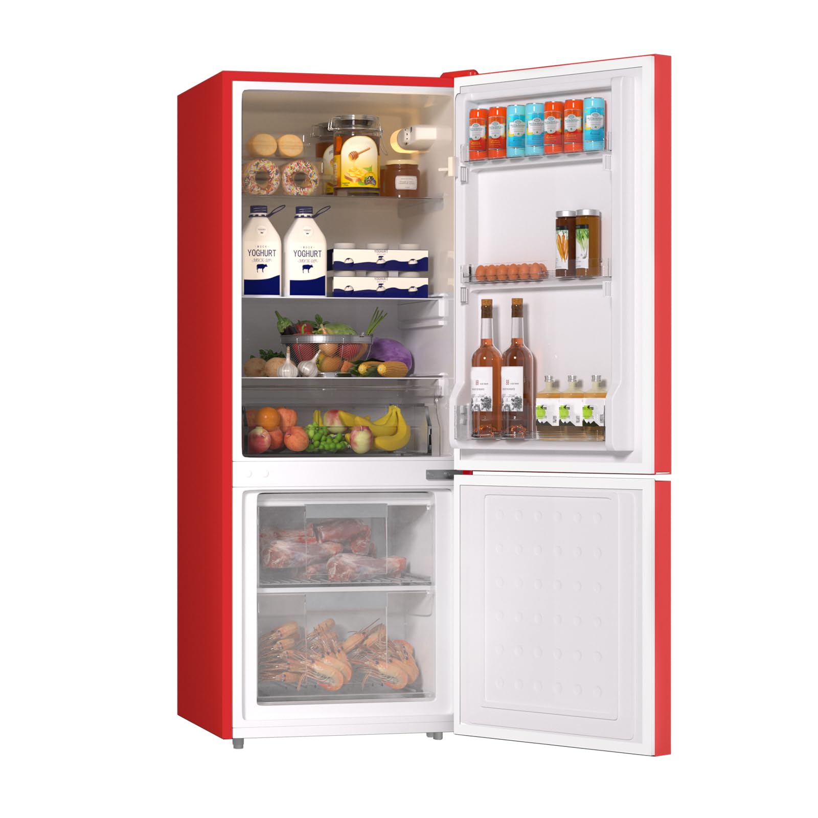 BANGSON 4.0 Cu.Ft Small Refrigerator with Freezer, Small Fridge with Bottom Freezer, for Apartment, Bedroom, Dorm, and Office, Double Door, Stainless Steel, Silver