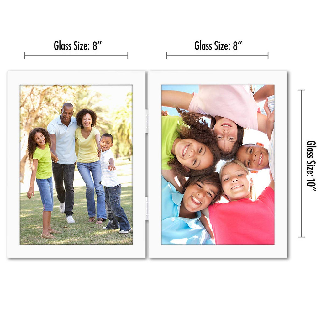 Americanflat Hinged 4x6 Picture Frame with Shatter-Resistant Glass - Double Picture Frames with Engineered Wood - Signature Collection - Photo Frame for Tabletop Display - Black