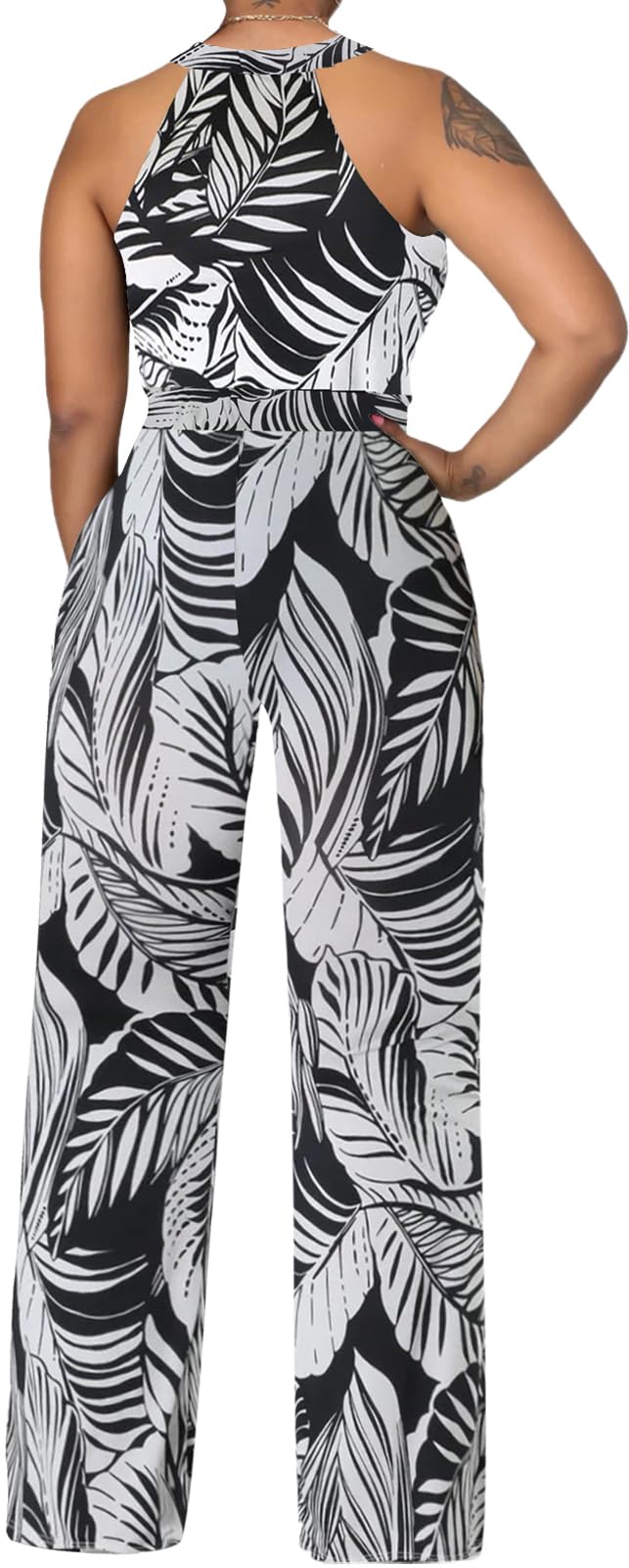 Jumpsuit for Women Sexy Elegant Long Straight Pants Cocktail Printing Jumpsuits Party Club with Zipper