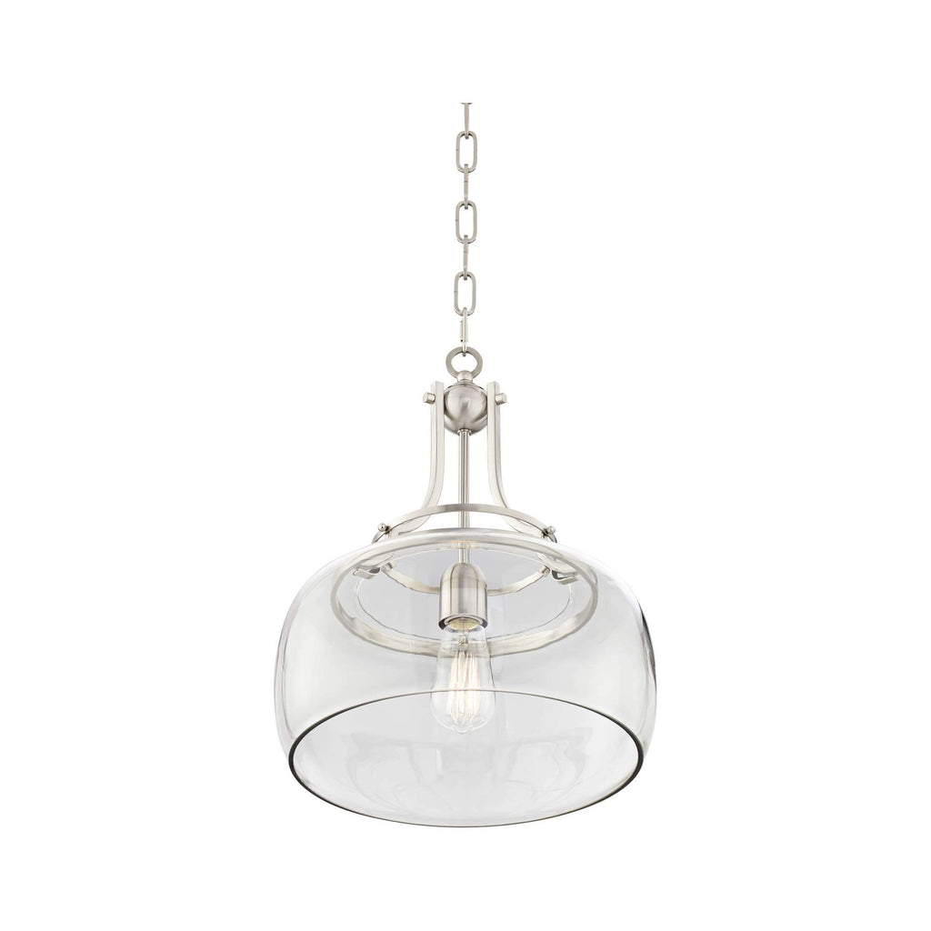 Franklin Iron Works Charleston Satin Nickel Pendant Chandelier 16" Wide Rustic Farmhouse Seeded Clear Glass LED 3-Light Fixture for Dining Room House Foyer Entryway Kitchen Bedroom Living Room