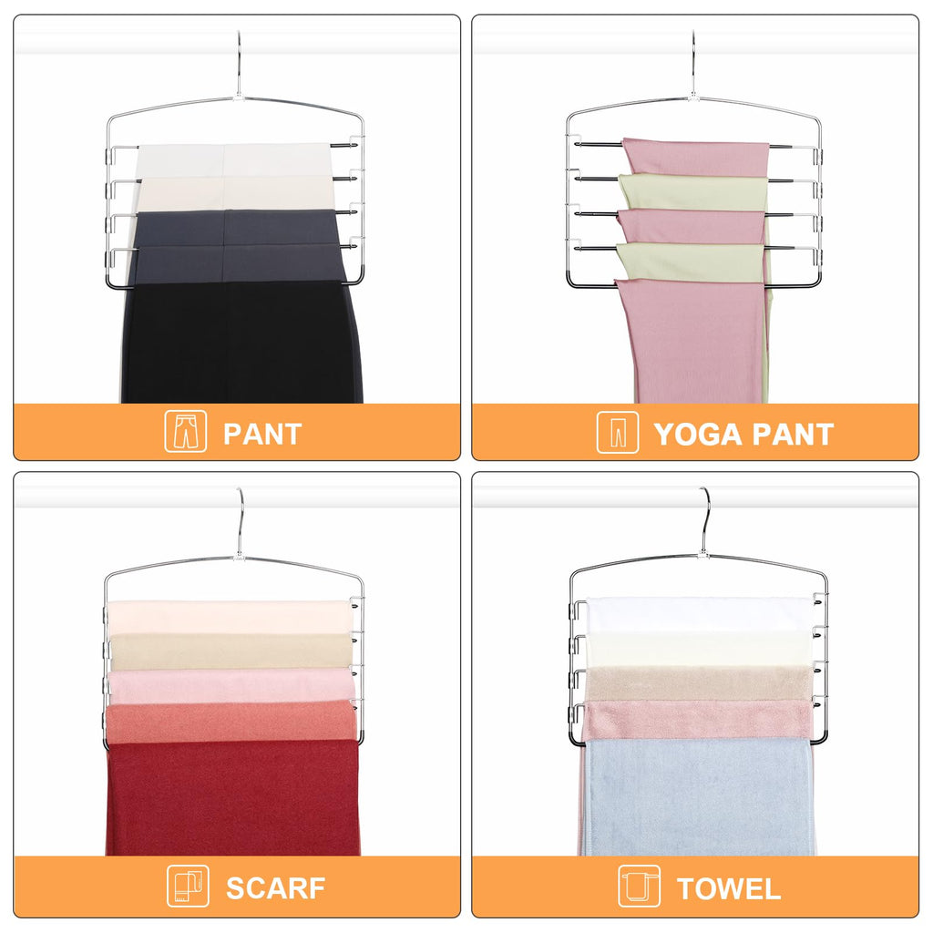 TOPIA HANGER Pants Hangers Space Saving, 2-Pack Swing Arm Pants Organizer for Closet, Non-Slip Foam Padded Organizer Hanger for Multi Slacks, Jeans, Trousers, Skirts, Scarfs, Black-CT08B