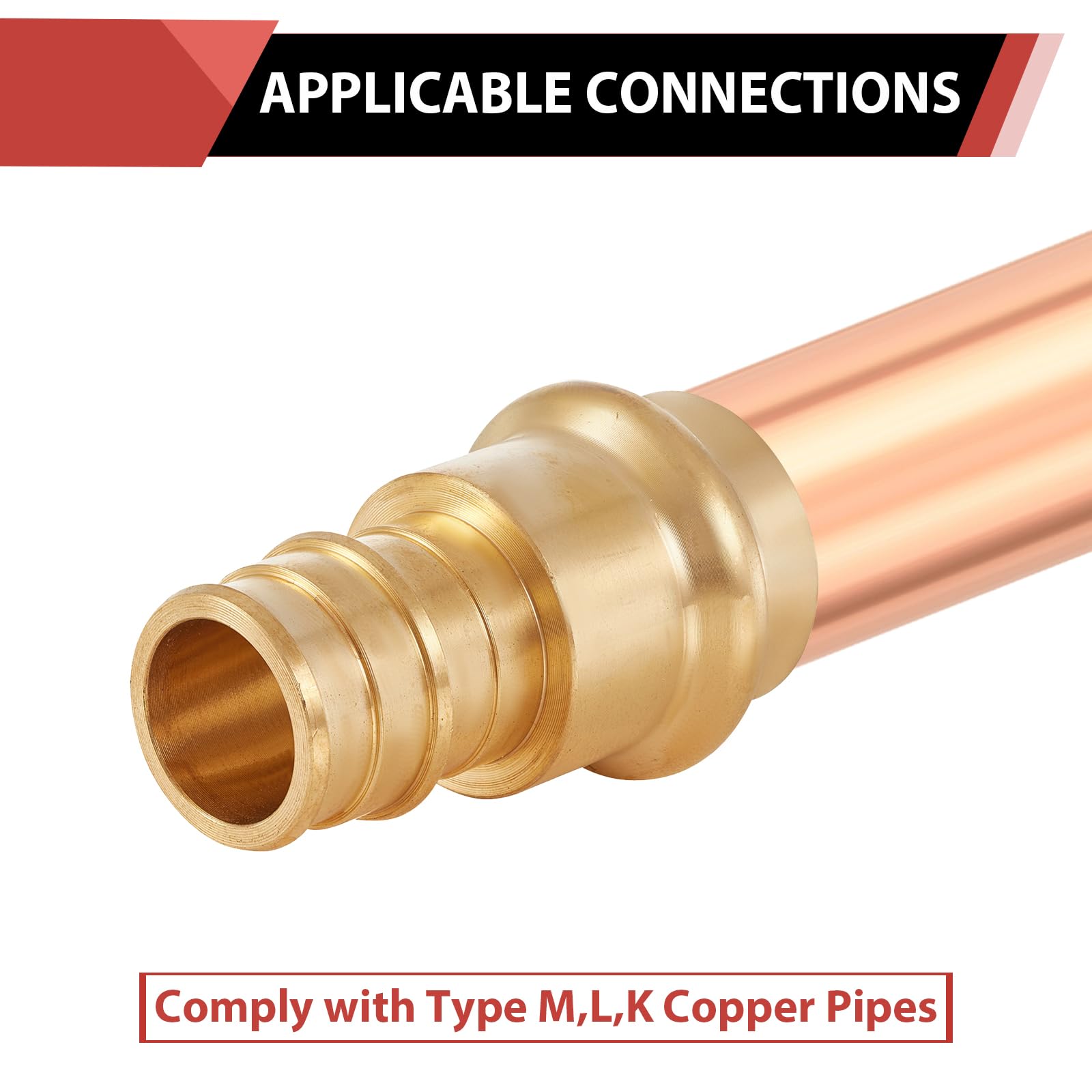 (Pack of 2) EFIELD 1" Copper Press X 1" PEX Crimp Coupling Brass Adapters For Copper and Pex Pipe Connection,(PEX1807388-2PCS)