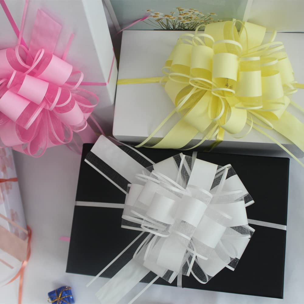 6 PCS Large Pull Bows,Bow for Gift Wrapping,6 inches,Christmas Party Birthday Gift Wedding Ribbon Bows for Wrapping Boxes or Flower Decorations, Valentine's Day Gift Decorations