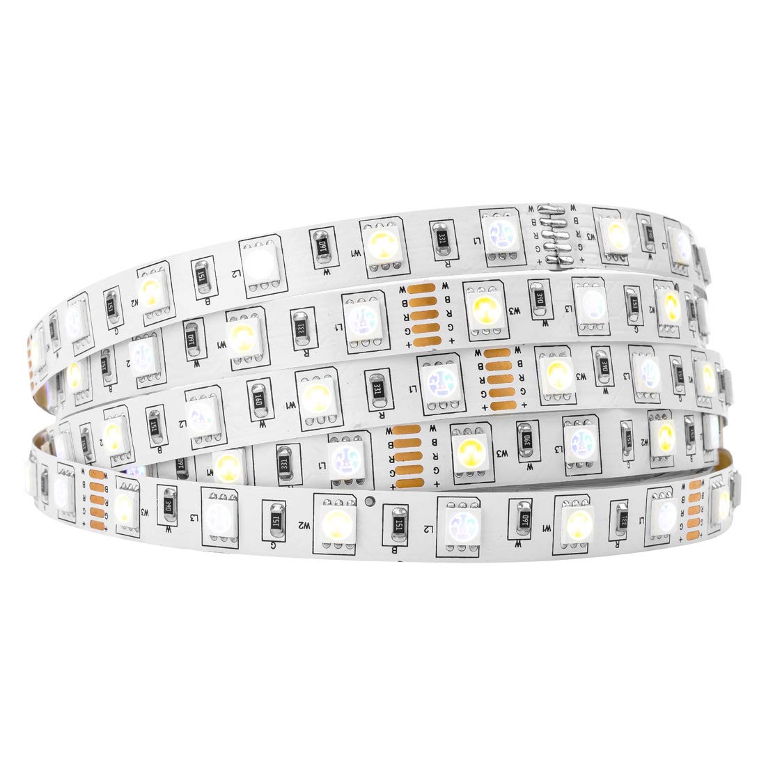 BTF-LIGHTING RGBW LED Strip Lights,UL Listed,5050 4 Colors in 1 RGB + 2700K-3000K Warm White,12V DC,16.4ft/5m 60LEDs/m 12mm White PCB, IP30 for Home Decoration(No Adapter or Controller)