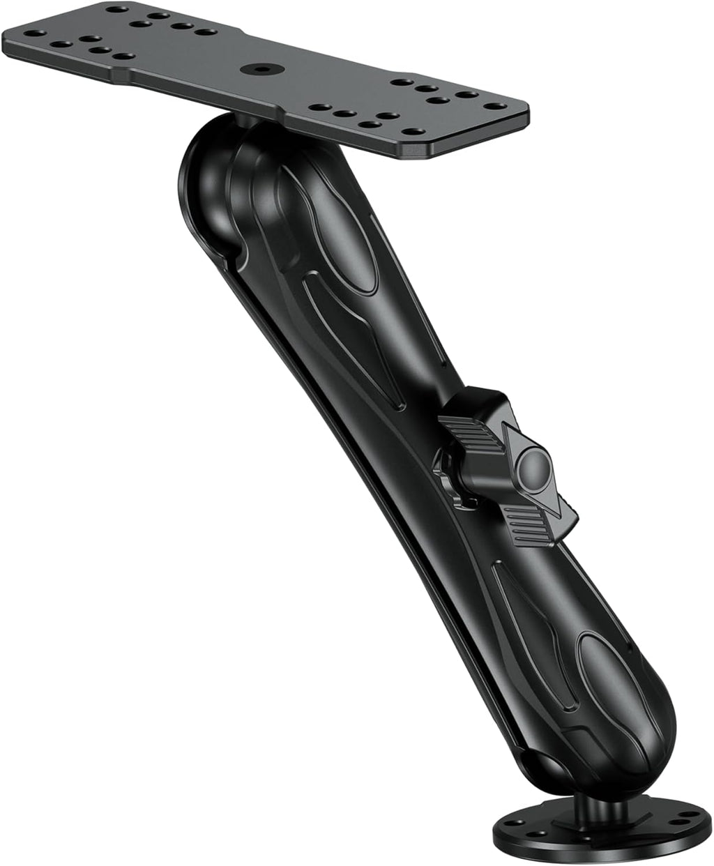 VAZESWIN Aluminum Alloy Fish Finder Mount with C Size 1.5" Ball Rectangular Plate & Round Base, 9.1" Long Arm Marine Electronic Mount Compatible with Garmin, Lowrance, Humminbird, Raymarine and More