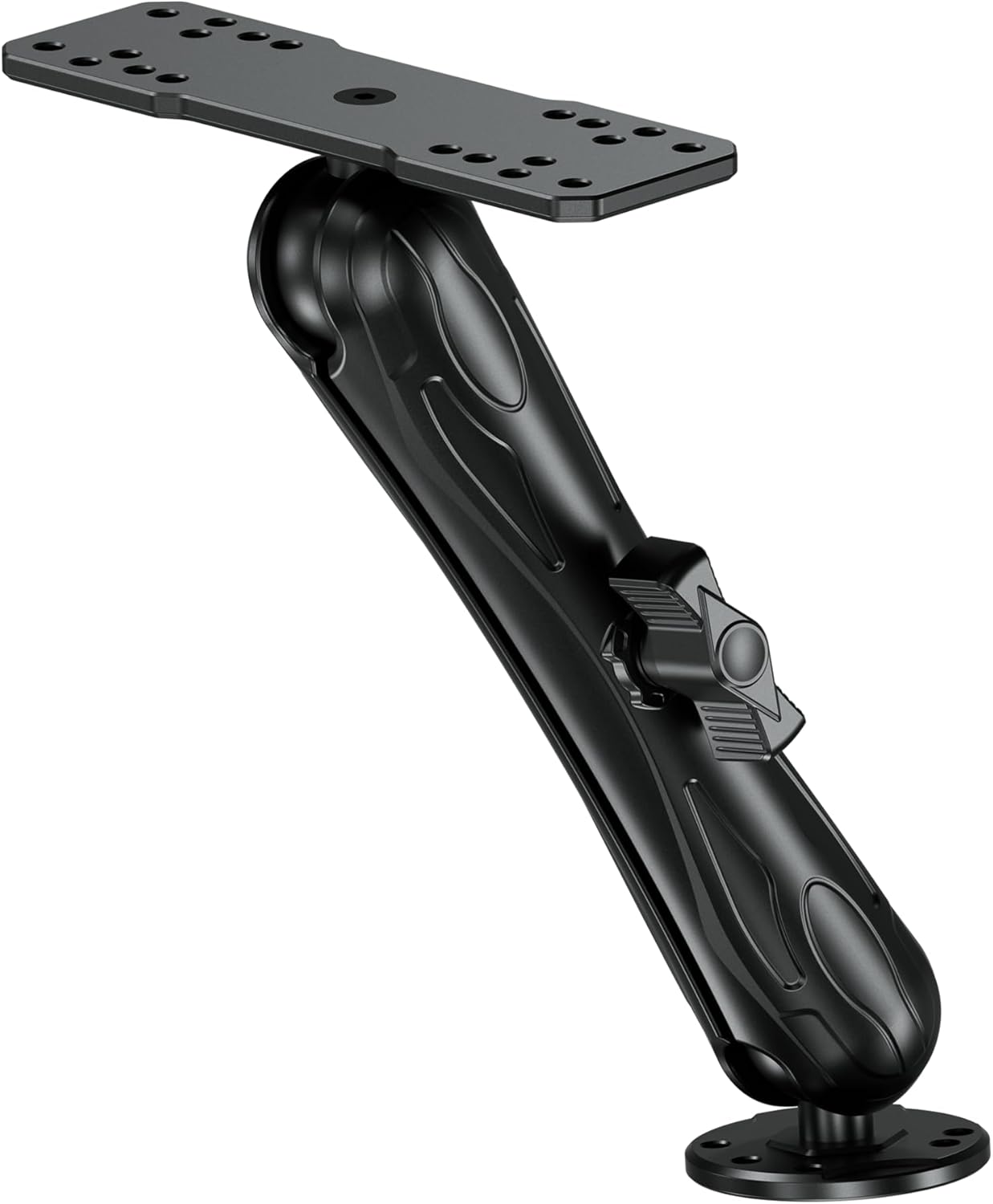 VAZESWIN Aluminum Alloy Fish Finder Mount with C Size 1.5" Ball Rectangular Plate & Round Base, 9.1" Long Arm Marine Electronic Mount Compatible with Garmin, Lowrance, Humminbird, Raymarine and More