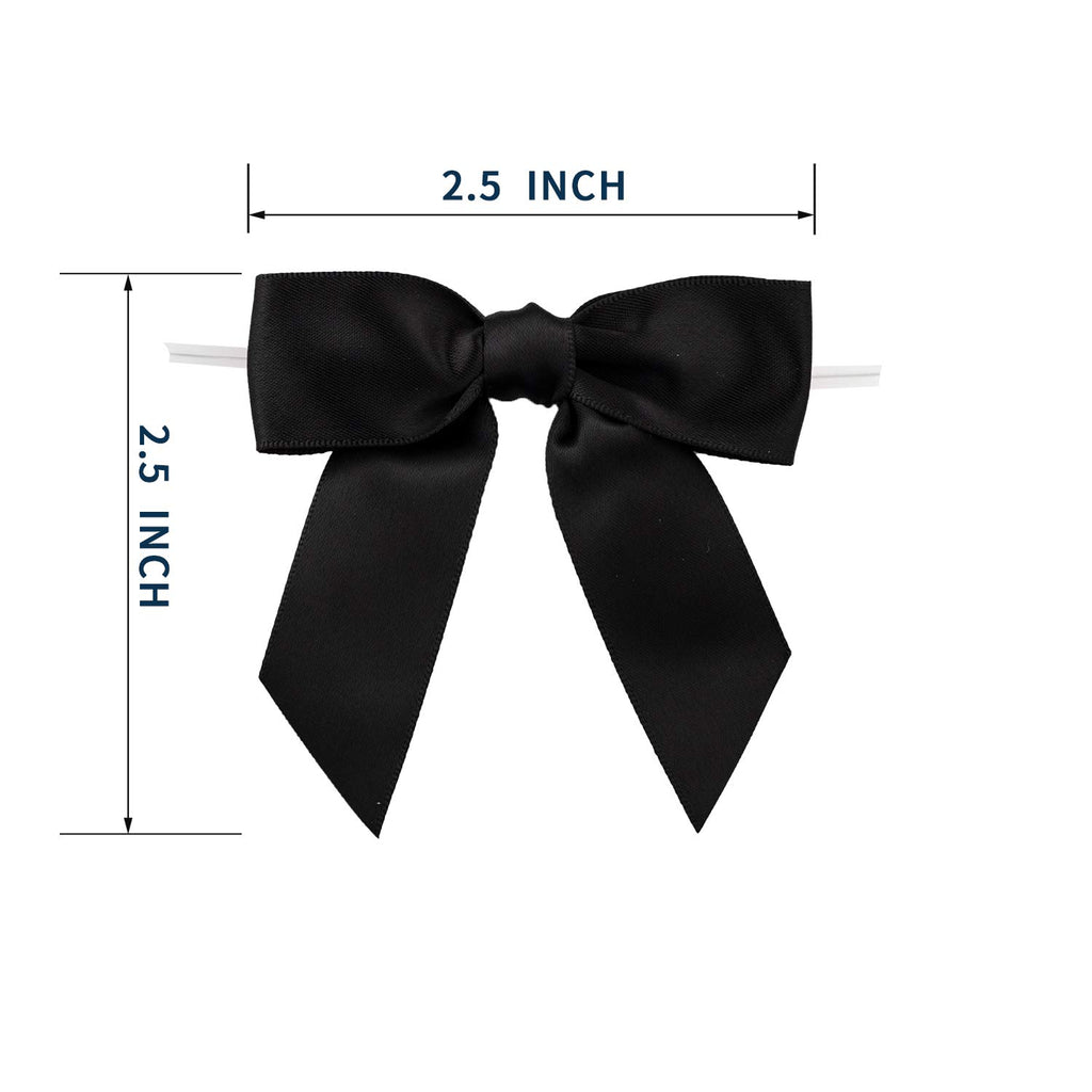 7Rainbows 50pcs Boutique 1.5" Black Satin Ribbon Mini Bows for Craft Sewing Scrapbooking Wedding and Gift Wrapping