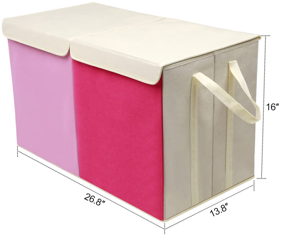 YOLOXO Toy Box Chest, Collapsible Sturdy Storage Bins with Lids, Extra Large Kids Toy Storage Organizer Boxes Bins Baskets for Kids, Boys, Girls, Nursery Room, Playroom, Closet (BLACK)
