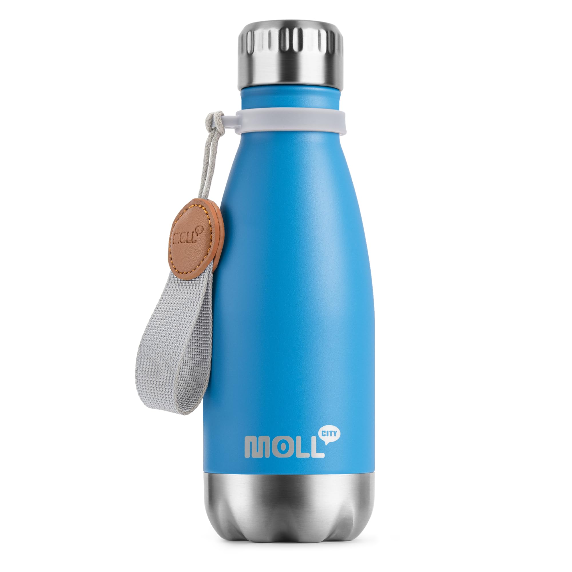 9 oz Water Bottle for Kids-Small Stainless Steel Water Bottle for School Vacuum Insulated Metal Leak Proof Cola Shape Water Flask for Boys Girls(Baby Blue)