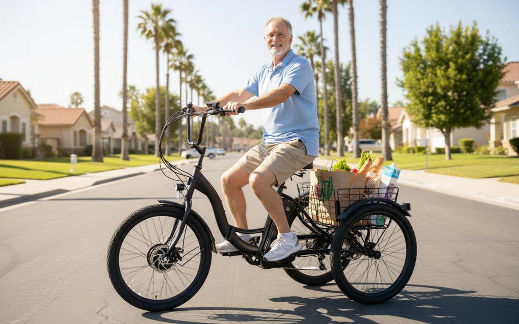 ANCHEER Electric Tricycle for Adults, Peak 600W Folding Electric Trike, 24" 499Wh Ebike for Seniors, 15.5MPH Electric Bike, Removable Battery, 3 Wheel, LCD, Rear Differential, Basket
