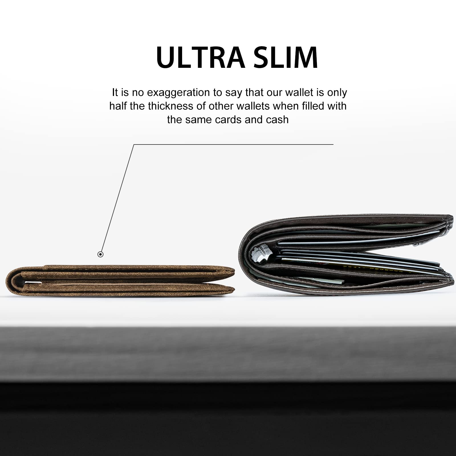 GSOIAX Slim Wallet for Men Rfid Blocking Leather Bifold Front Pocket Carbon Fiber Men's Money Clips Credit Card Holder With Gift Box