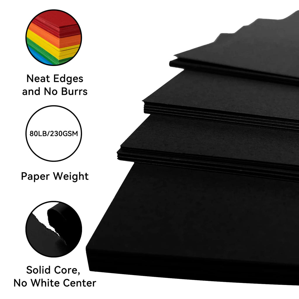 Black Cardstock 50 sheets, 12” x 12” Cardstock Paper Bulk Construction Paper,250GSM Card Stock Printer Paper Scrapbooking Supplies for Diy Crafts Cricut Card Making (Black)