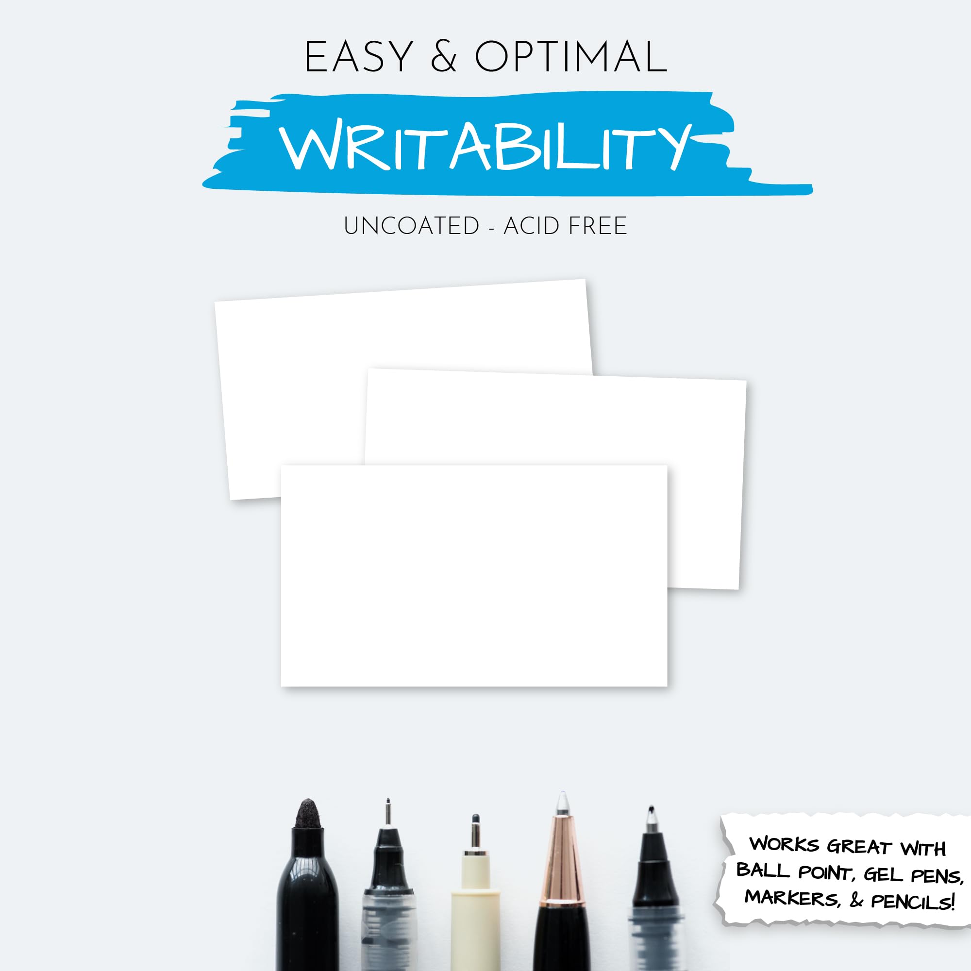 Home Advantage 2x3.5 Blank Index Cards - Our 50 Pack of Blank Note Cards Use Heavy Duty Cardstock to Make Them Bleed Proof - These Plain Index Cards Make Great Blank Business Cards & Blank Flashcards