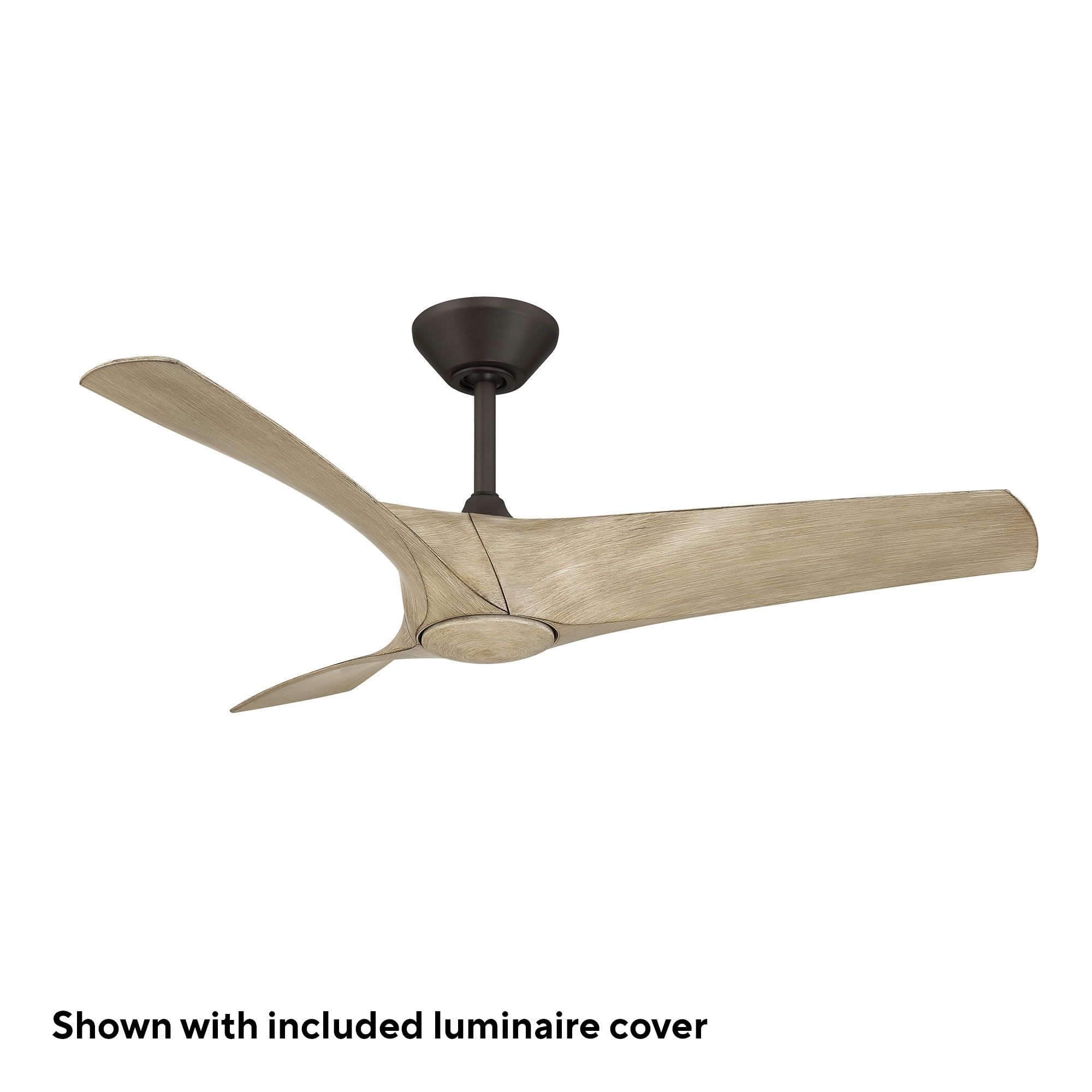 Modern Forms Zephyr Smart Indoor and Outdoor 3-Blade Ceiling Fan 52in Bronze/White Oak with Adjustable CCT 2700K-3000K-4000K-5000K LED Light Kit and Remote Control