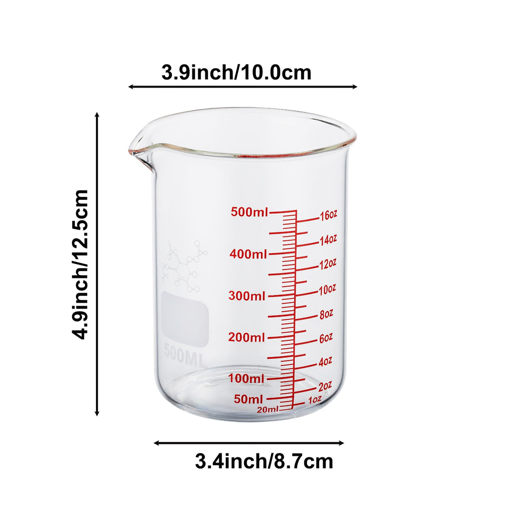 High Borosilicate Glass Measuring Cup-V-Shaped Spout，Glass Measuring Beaker for Kitchen or Restaurant, Easy to Read, 30 ML (1 Oz)-Pack of 2
