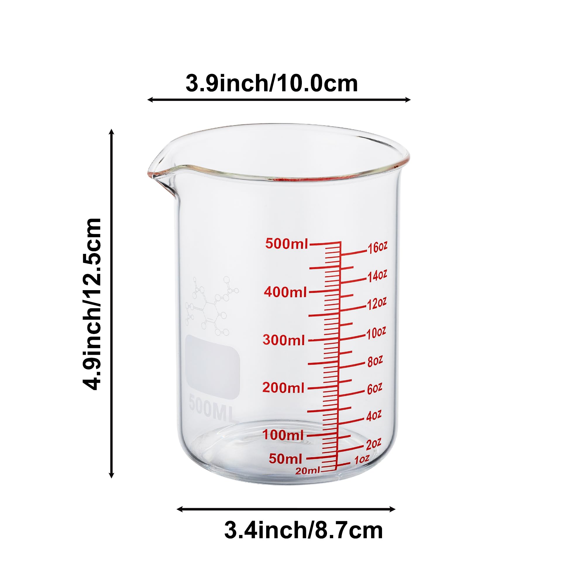 High Borosilicate Glass Measuring Cup-V-Shaped Spout，Glass Measuring Beaker for Kitchen or Restaurant, Easy to Read, 30 ML (1 Oz)-Pack of 2