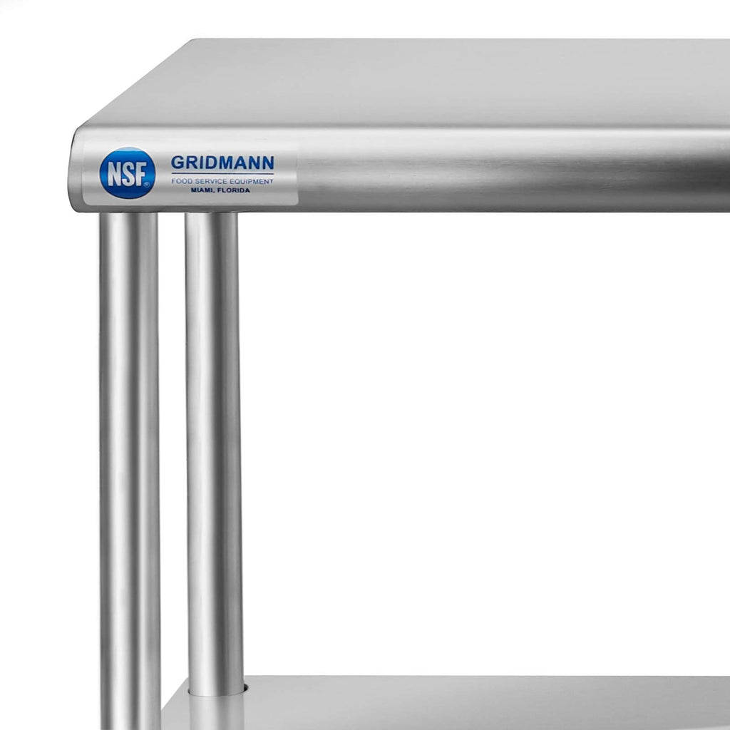 GRIDMANN NSF Stainless Steel Commercial Kitchen Prep & Work Table Plus A 2 Tier Shelf - 60 in. x 12 in.