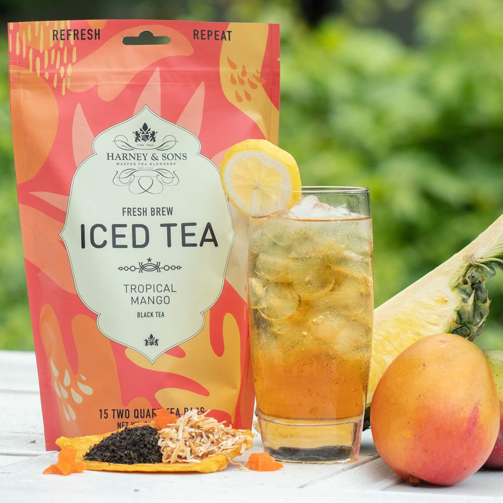 Harney & Sons Fresh Brew Iced Tea, Black Currant Black Tea, 15 Iced Tea Bags, Brews Up to 30 Quarts, Fruity Berry Flavor