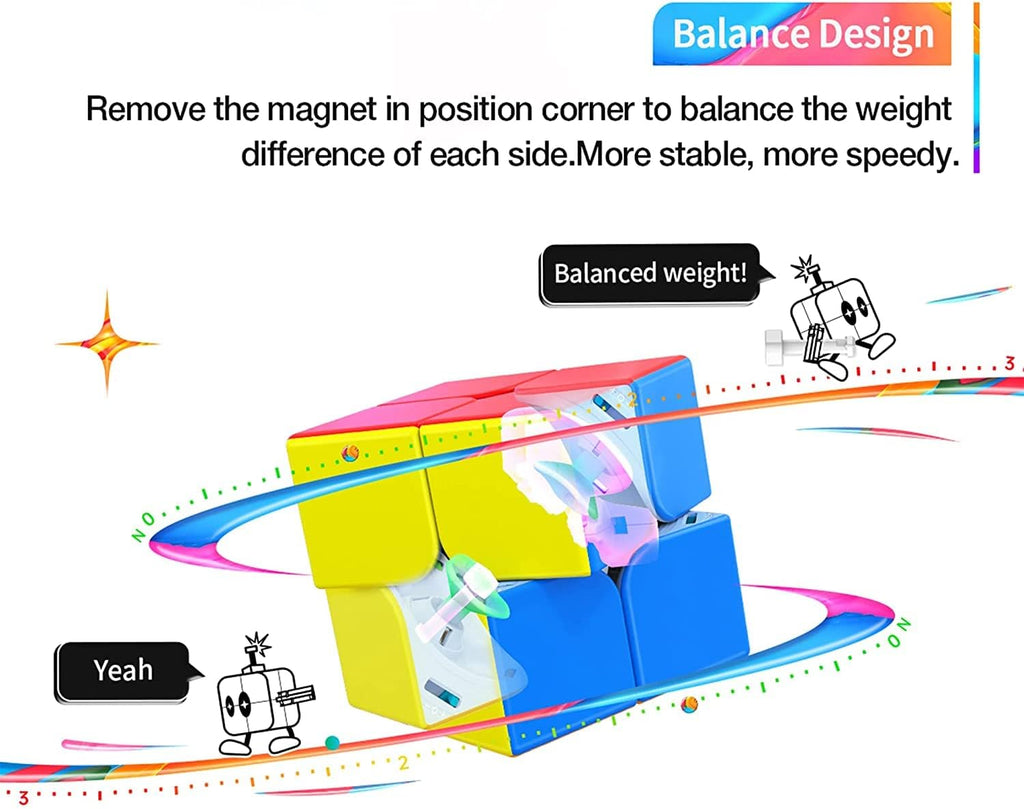 GAN 251 M Air, 2x2 Magnetic Speed Cube Stickerless 251 Mini Cube Puzzle Toy for Beginner(Frosted Surface Primary Internal)