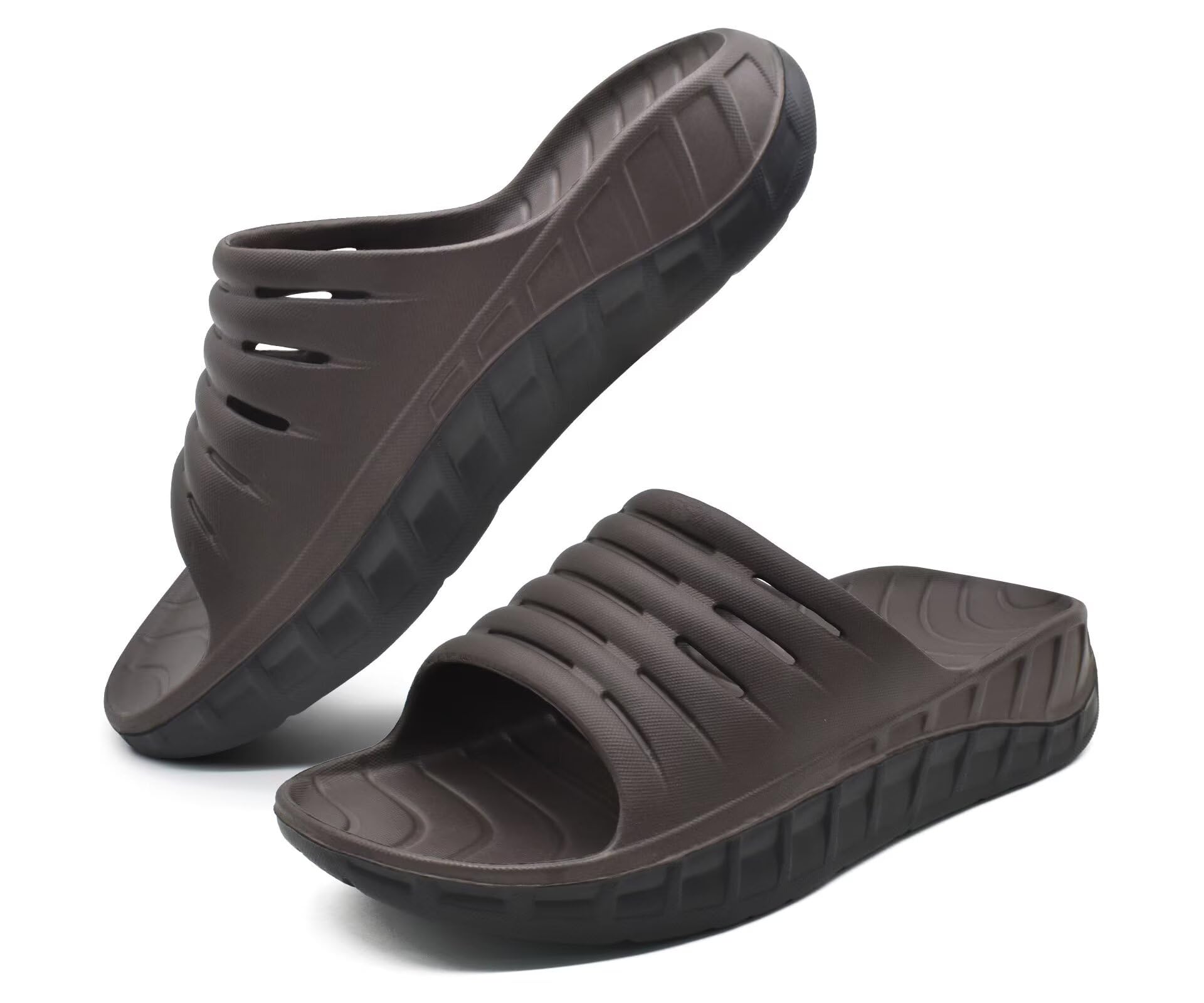 GPOS Mens Sport Recovery Sandals Plantar Fasciitis Thick Cushion Slides Sandals Lightweight Comfort Orthotic Slippers