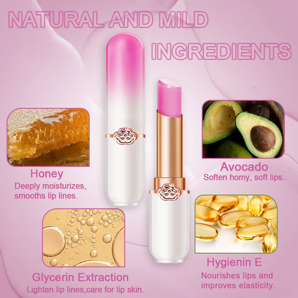 evpct 2Pcs Blueberry Tinted Lip Balms PH Lip Color Changing Lipstick Balm Stain Gift Set Queen for Women Girls Korean Mood Long Lasting Color Change Light Pink Lipstick Lip Tint Plumper Gloss