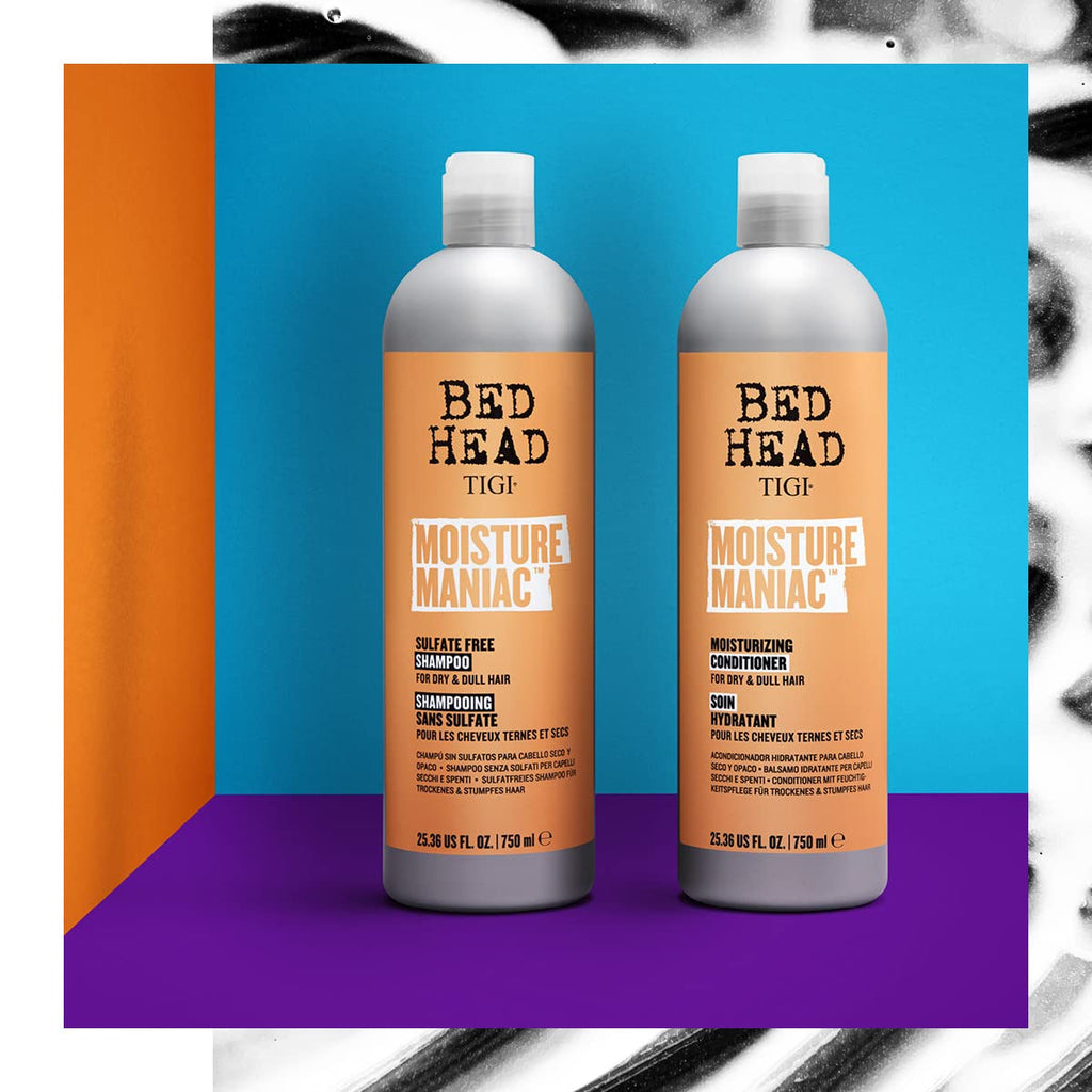 TIGI Bed Head Sulfate Free Shampoo and Conditioner Set for Dry Hair, Moisture Maniac Hair Care with Argan Oil, 25.36 fl oz, 2 Pack