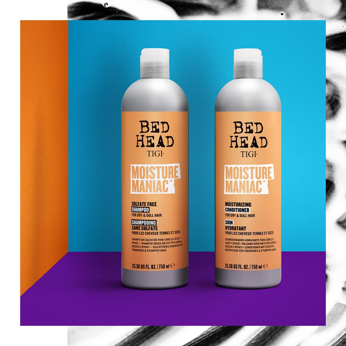 TIGI Bed Head Sulfate Free Shampoo and Conditioner Set for Dry Hair, Moisture Maniac Hair Care with Argan Oil, 25.36 fl oz, 2 Pack