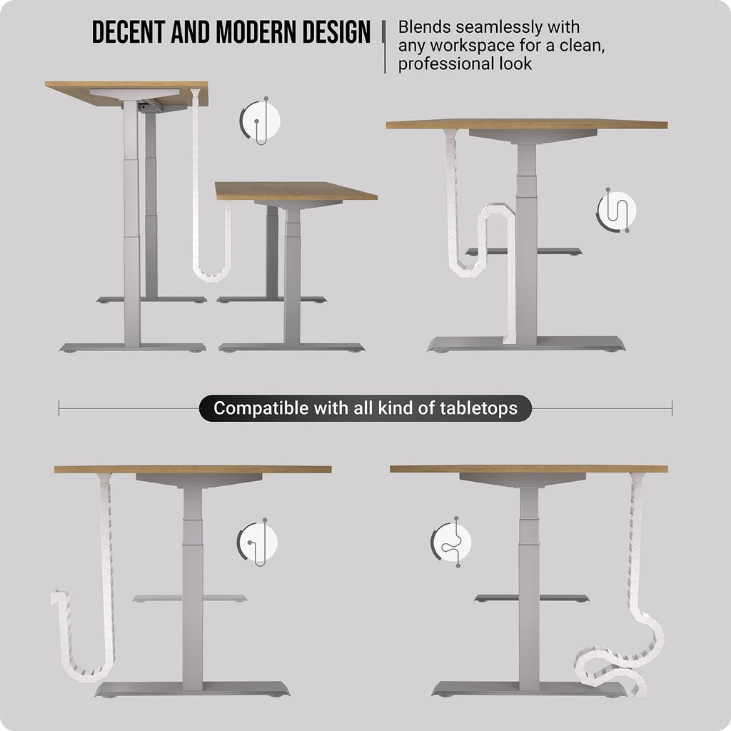Ultimate Setup Under Desk Cable Management Vertebrae - Perfect for Sit Stand Desk - Wire Management - Adjustable Length - Flexible Cable Spine - Black, 133 cm