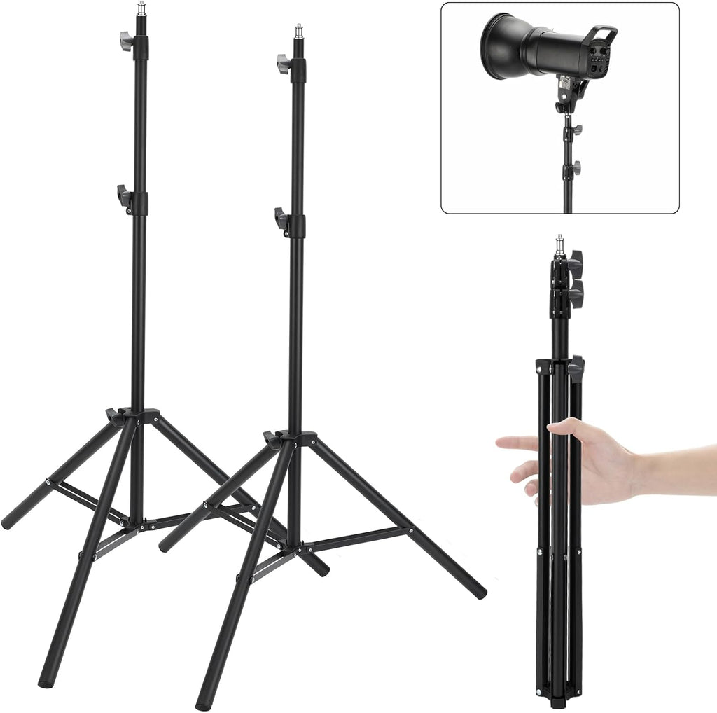 Anautin 2 Pack Adjustable 7ft Aluminum Photography Light Stand, Portable Light Tripod, for Lighting Stand Speedlight, Flash, Softbox,Strobe Light, Camera, Photographic Portrait
