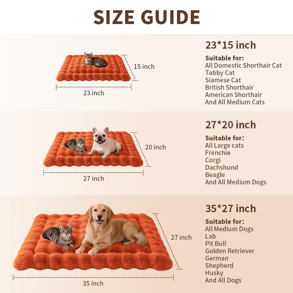 SOMAHE Cat Bed Mat, Soft Plush Faux Fur Kneading Pet Bed, Machine Washable Cat Sleeping Pad for Indoor Cats & Kittens, Non-Slip Fluffy Cat Rug for Couch Sofa Floor, 23x15 Inch Grey