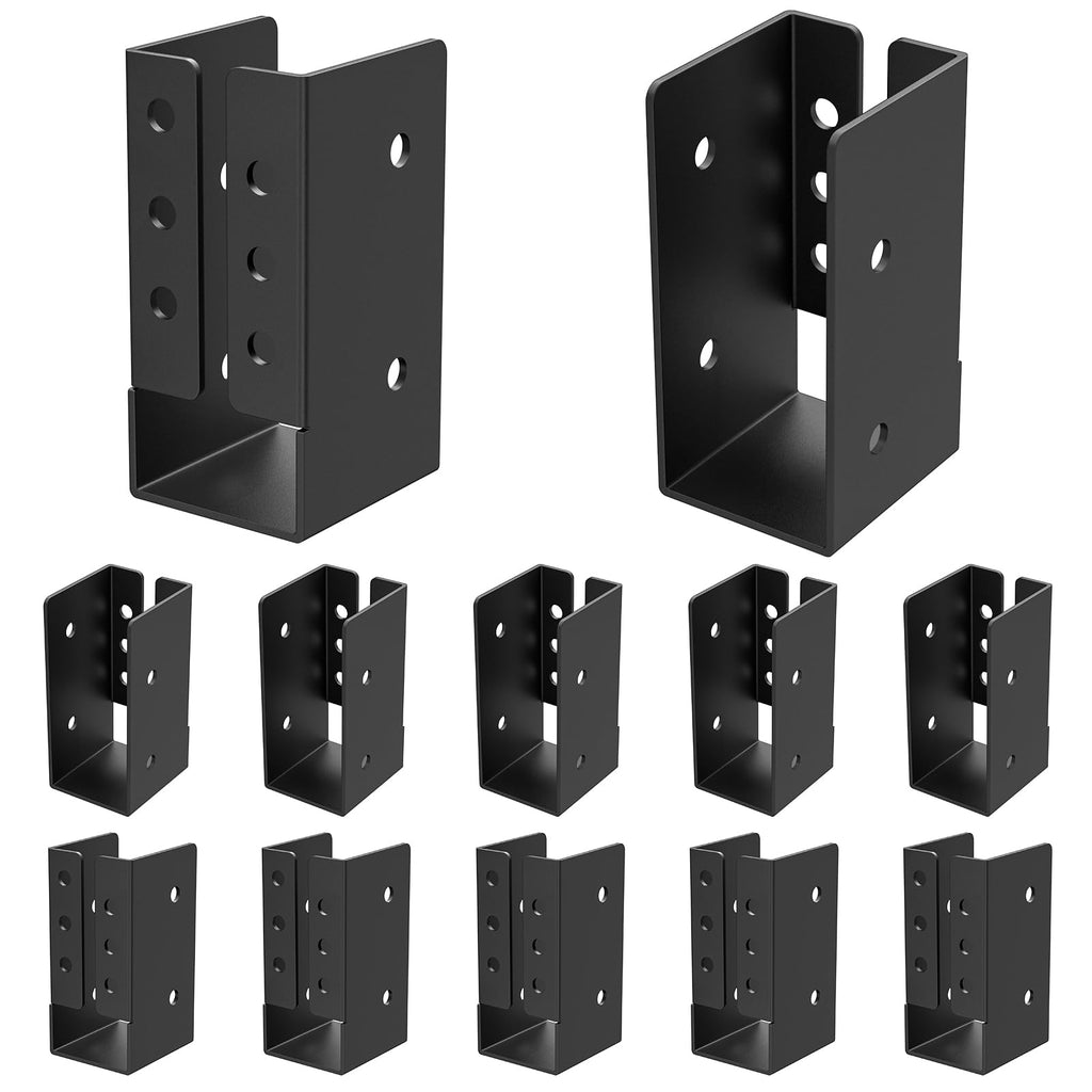 FMhotu Concealed Joist Hanger (1 Pack),4"x6" Outdoor Concealed-Flange Joist Bracket with Screws, Q235B Steel Powder Coated Concealed Mount Light Joist Hangers for 4"x6" Beam, Swing, Handrail, Fence
