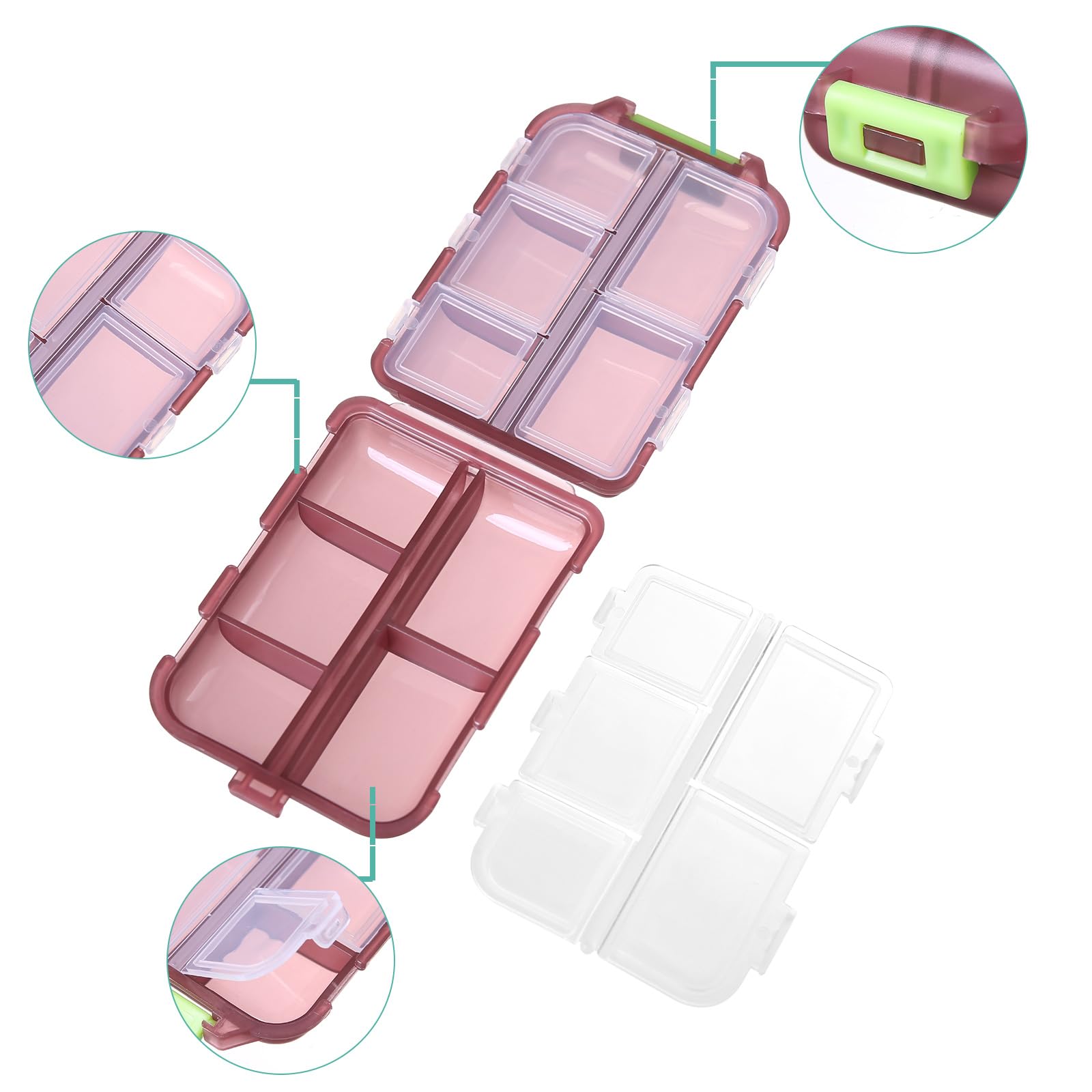 1Pack Travel Pill Organizer - 10 Compartments Pill Case, Compact and Portable Pill Box, Perfect for On-The-Go Storage, Pill Holder for Purse Blue